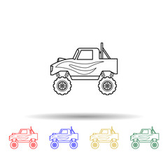 Poster - Bigfoot car multi color style icon. Simple thin line, outline vector of bigfoot car icons for ui and ux, website or mobile application