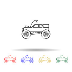 Poster - Bigfoot car multi color style icon. Simple thin line, outline vector of bigfoot car icons for ui and ux, website or mobile application