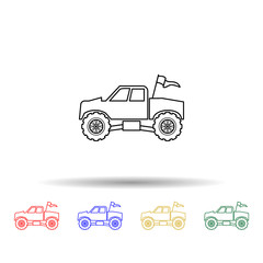Poster - Bigfoot car multi color style icon. Simple thin line, outline vector of bigfoot car icons for ui and ux, website or mobile application