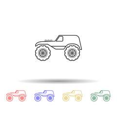 Poster - Bigfoot car multi color style icon. Simple thin line, outline vector of bigfoot car icons for ui and ux, website or mobile application