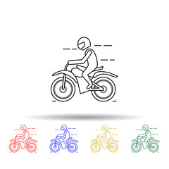 Poster - Motorcyclist multi color style icon. Simple thin line, outline vector of bigfoot car icons for ui and ux, website or mobile application