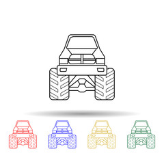 Poster - Bigfoot car front multi color style icon. Simple thin line, outline vector of bigfoot car icons for ui and ux, website or mobile application