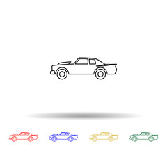 Poster - Muscle car multi color style icon. Simple thin line, outline vector of bigfoot car icons for ui and ux, website or mobile application