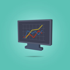 Wall Mural - Graph on the monitor screen isometric icon. Simple color vector of science icons for ui and ux, website or mobile application