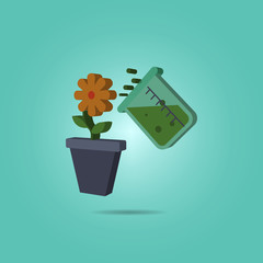 Wall Mural - Chemical experience with a flower isometric icon. Simple color vector of science icons for ui and ux, website or mobile application