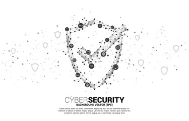 Wall Mural - Protection shield icon from dot connect line polygon technology network and privacy and payment data icon. concept of cyber and internet security.