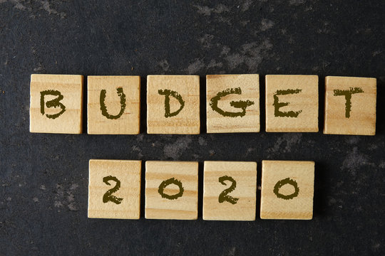 Budget 2020 on a wooden blocks. Business concept.