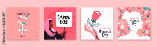 Fotomural Women's day set of hand drawn womens rights card