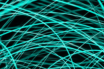 Modern art background. Long exposure neon lights texture. Blue glow lines backdrop for graphic design. Illuminated mesh pattern.