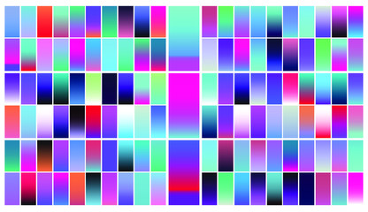 Aufkleber - Set of duotone and holographic swatches for trendy coloring. Retrowave neon color palette.