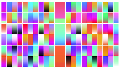 Poster - Set of duotone and holographic swatches for trendy coloring. Retrowave neon color palette.
