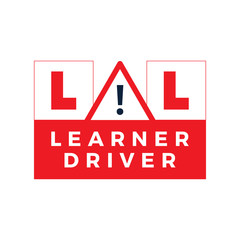 Wall Mural - Letter L learner driver plate icon. cartoon flat style trend modern driving school logotype graphic art design element. concept of badge for vehicle control education or exam or learning for chauffeur