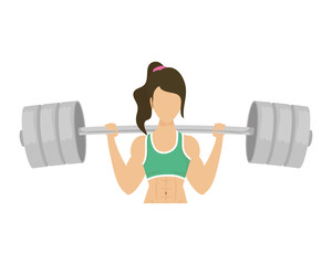 Wall Mural - young woman athlete weight lifting