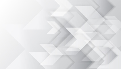 Poster - Abstract geometric white and grey arrows modern background.