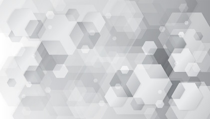 Poster - Abstract geometric white and grey hexagonal design background.