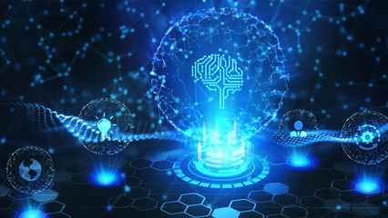 artificial intelligence (ai), machine learning and modern computer technologies concepts. business, 