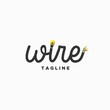 © Fawwaz - electric wire logo design inspiration . simple wire logotype design template . cable lightbulb colorful logo design