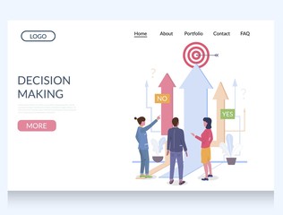 Wall Mural - decision making vector website landing page design template