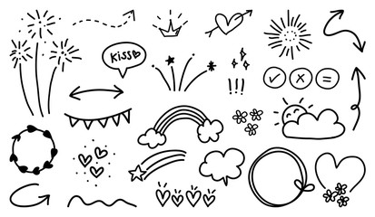 Hand drawn doodle vector set.