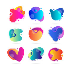 Wall Mural - liquid shapes with gradients. trendy, colourful vector illustration.
