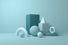 3d Rendering Background, Minimal Abstract Geometric Forms & Scene