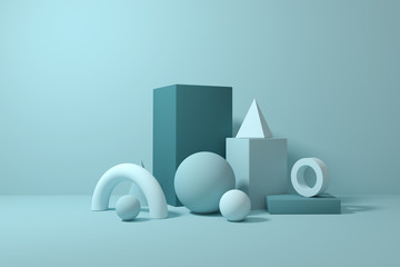 3d rendering background, minimal abstract geometric forms & scene