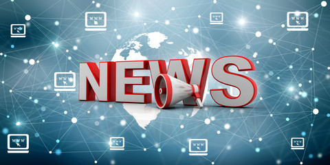Poster - 3d illustration Megaphone announcing news
