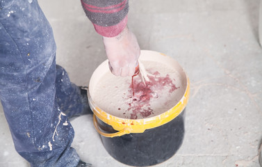 Wall Mural - Man mixing paint. Renovation