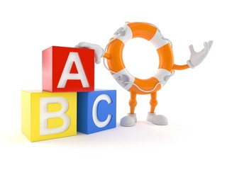 Canvas Print - Life buoy character with toy blocks