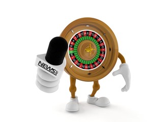 Canvas Print - Roulette character holding interview microphone