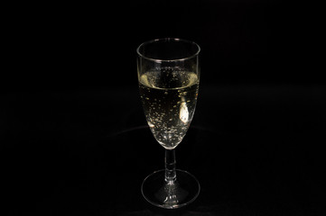 Wall Mural - Champagne glass on black background