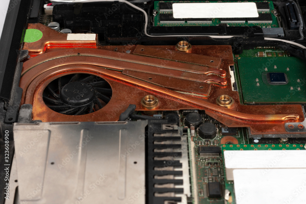 Replacement laptop CPU fan with heat sink, removed keyboard and ...
