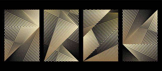 Abstract halftone lines gold background, creative geometric dynamic pattern, vector modern design texture for card, cover, banner, poster, flyer, decoration.