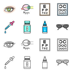 Canvas Print - Vector design of optometry and medicine logo. Collection of optometry and diagnostic stock vector illustration.