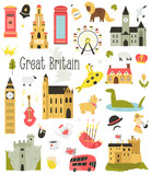 Big bundle of icons of United Kingdom symbols
