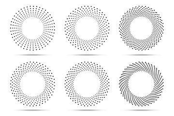 Wall Mural - halftone circular dotted frames set. circle dots isolated on the white background. logo design eleme