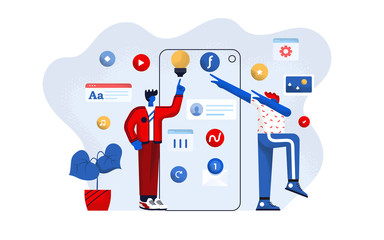 Poster - flat modern design illustration of app development
