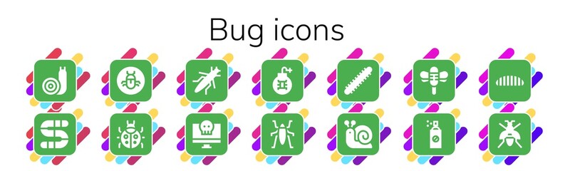 Poster - Modern Simple Set of bug Vector filled Icons