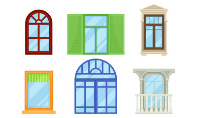 Wall Mural - Framed Glass Windows View from Outside Vector Set