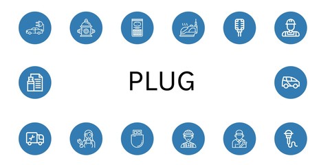 Wall Mural - plug simple icons set