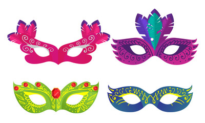 Wall Mural - Set of masks for carnivals or masquerades costumes vector illustration