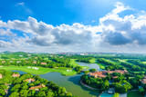 Fototapeta Na sufit - Aerial view of a beautiful green golf course in Shanghai,panoramic view.