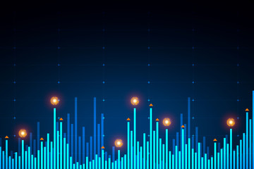 Wall Mural - financial forecast chart analyzing. graph reflects data behavior over historic period. statistic res
