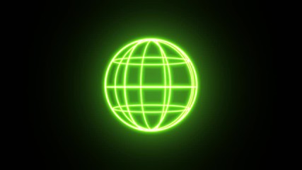 Poster - 3d Sphere Box With Glowing Strokes Spinning/ 4k animation of an abstract minimal background with outlined cube logo spinning