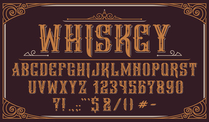 vintage decorative typeface on dark background