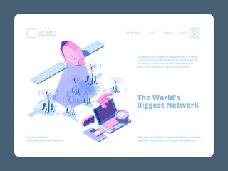 Poster - 5g city. Business landing with smart telecommunication wireless network urban waves vector 3d buildings. Business digital internet control, 5g communication illustration