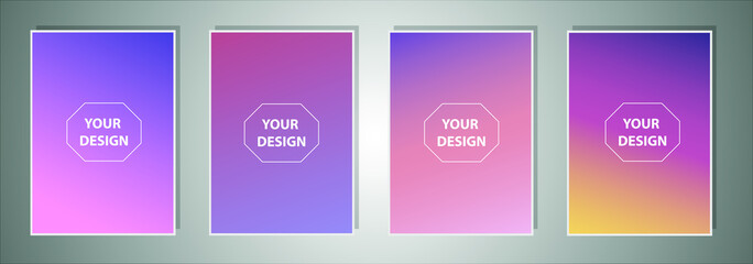 Fototapete - Simple modern color cover design. Set of abstract gradients textures. Background for banner, flyer, business card, poster, wallpaper, brochure, smartphone screen, mobile app.