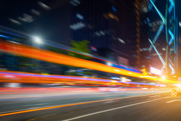 Sticker - abstract image of blur motion of cars on the city road at night