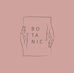 Wall Mural - logo design template in trendy linear minimal style. vector abstract hands. abstract symbol for orga
