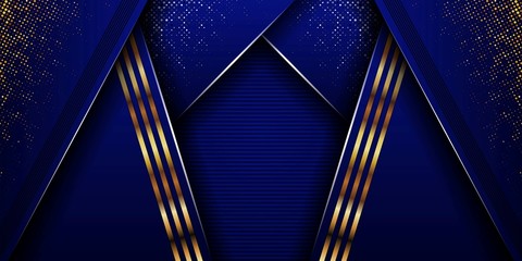 Poster - abstract Luxury blue background with dark stripe and golden glitter